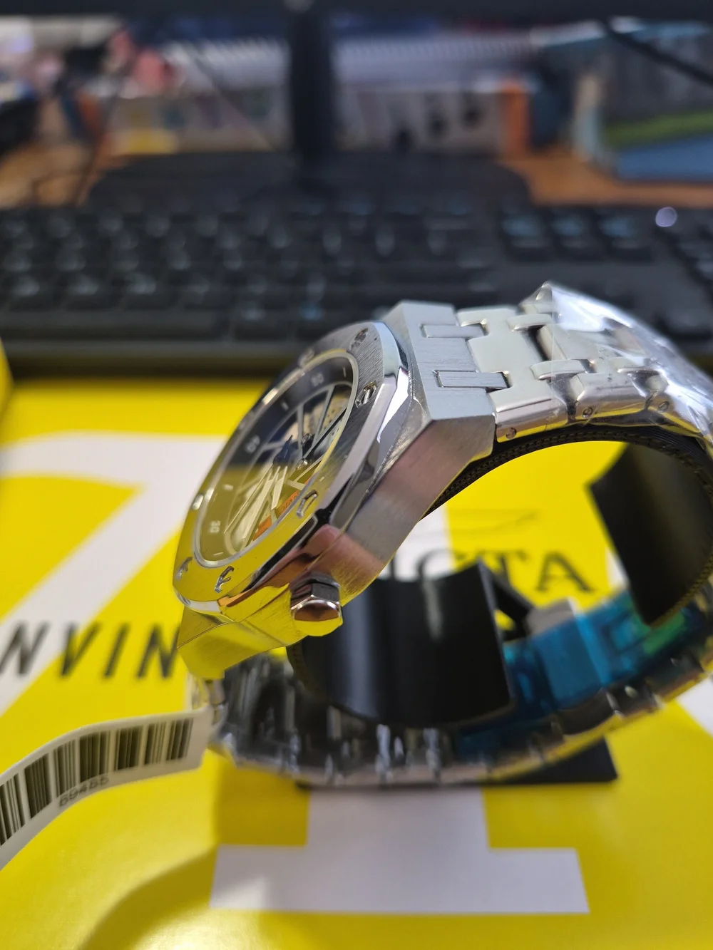 Invicta Silver Stainless Steel Watch with Red Accent
